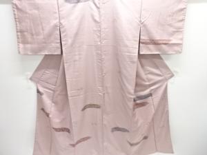 アンティーク　霞に花模様手織り紬着物